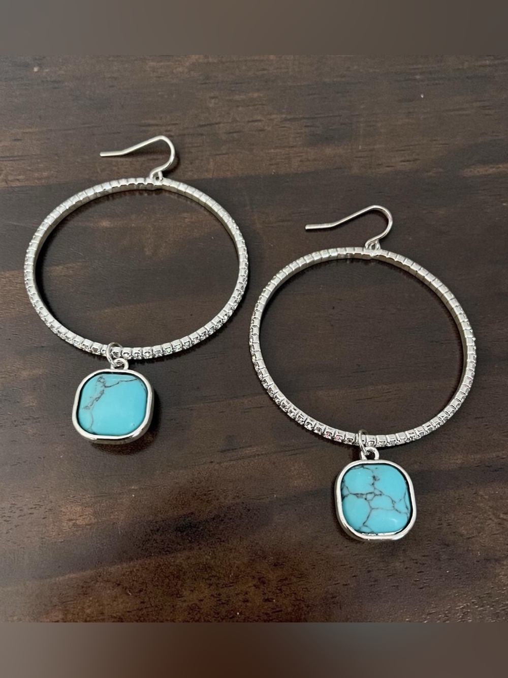 Silver Rhinestone Hoop Earrings